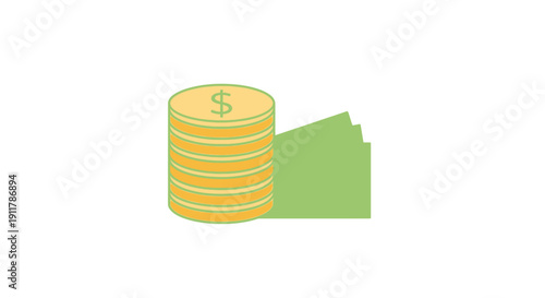 Stack of gold coins money.