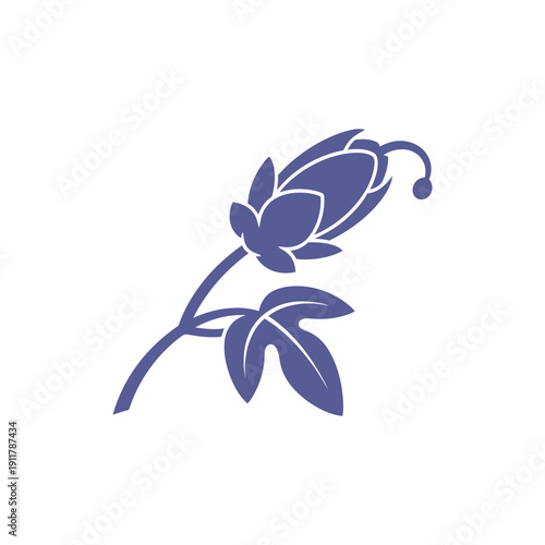 Passionflower Style Branch with Upturned Tip and Recurved End Detailed Botanical Vector