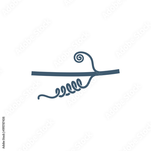 Passionflower Tendril Gripping Branch, Twisting Vine Climbing Plant Illustration