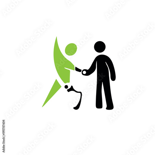 Disability Support and Inclusion Icon – Helping Hand with Prosthetic Limb Symbol