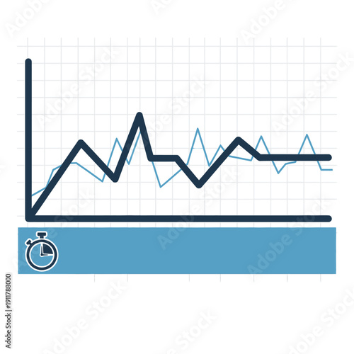 Graph with Timer Icon and Fluctuating Lines.