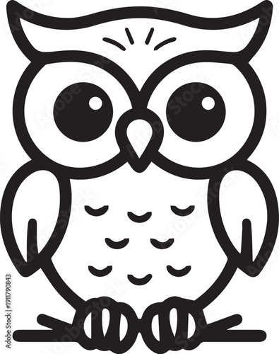 A charming illustration of an owl, simple and modern, set against a pristine, uncluttered backdrop. The illustration is perfect for children's books, educational materials.