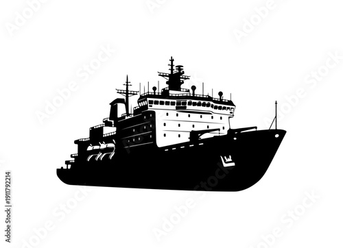 Modern Research and Supply Ship Vector Illustration