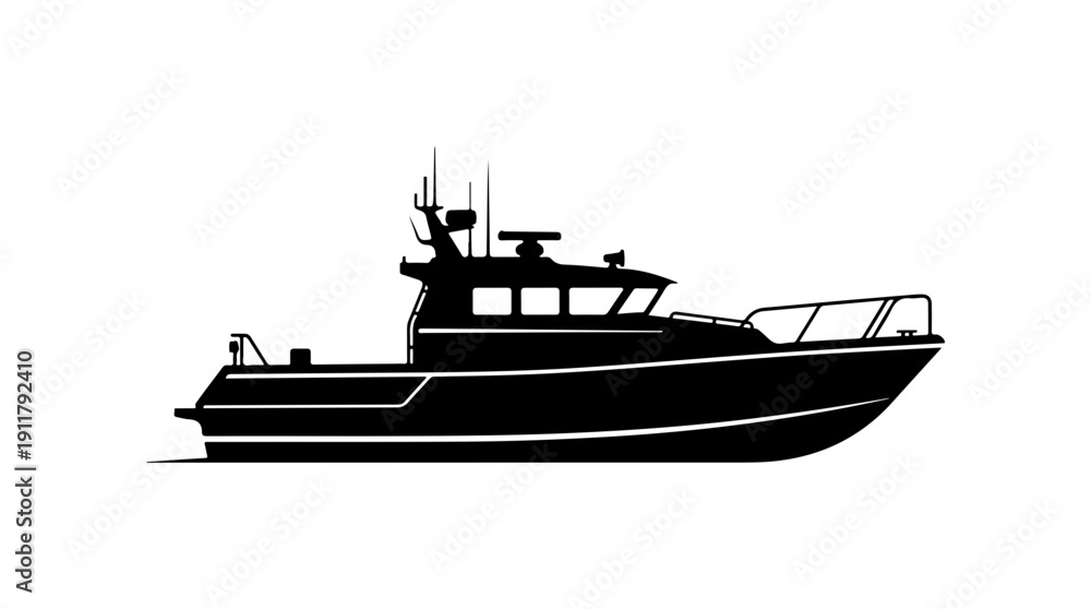 Obraz premium Modern Black Vector Boat Illustration