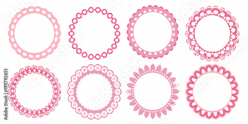 Photography Collection of pink doily frames in varying styles and densities