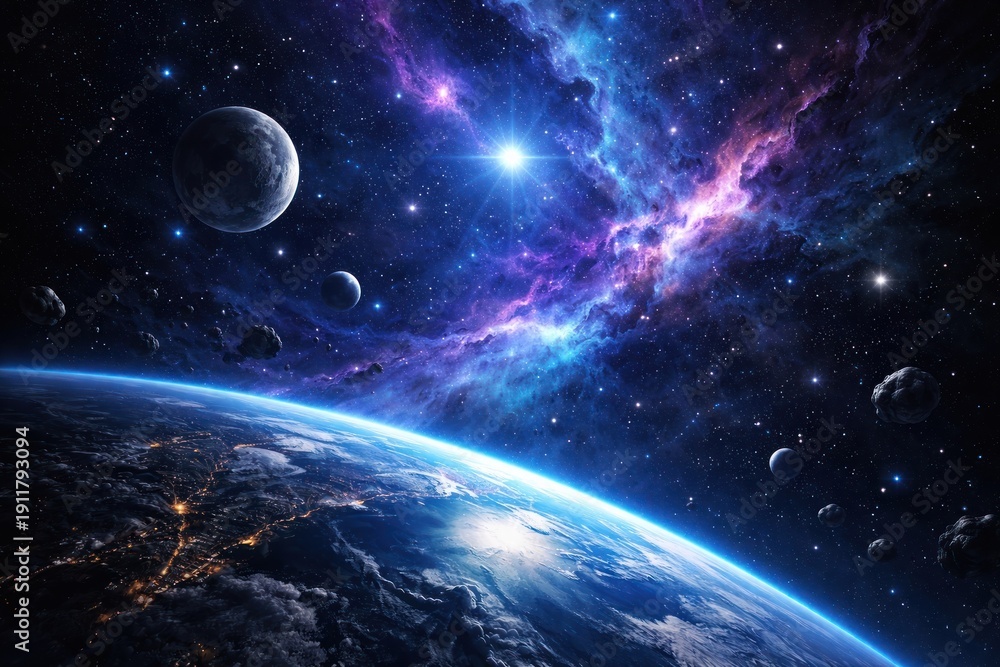 Obraz premium Vibrant cosmic space scene.