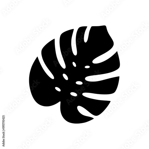 Bold Monstera Leaf Silhouette Graphic for Interior Wall Art
