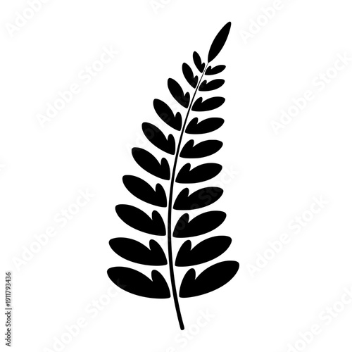Detailed Fern Leaf Branch Silhouette for Forest Themed Design
