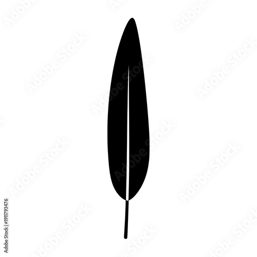 Single Long Narrow Leaf Silhouette Minimalist Nature Element