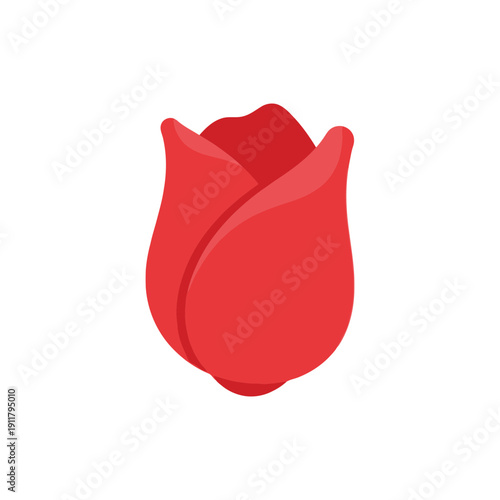 Rose Petal Facing Up Icon in Flat 2D Vector, Clean Floral Botanical Illustration