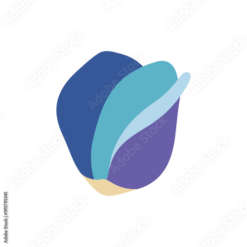 Rose Petal Icon in Cool Tones, Flat 2D Vector Illustration, Floral Design
