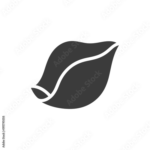 Rose Petal Icon Leaning Right, Flat 2D Vector Illustration, Modern Floral Art Design