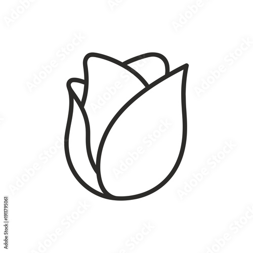 Stylized Rose Petal Icon with Flat 2D Vector Illustration, Modern Floral Art Design