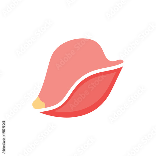 Rose Petal Icon Leaning Left, Flat 2D Vector Illustration, Modern Floral Art Design