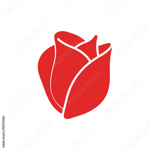 Rose Petal Icon with Perfect Symmetry, Flat 2D Vector Illustration, Modern Floral Design
