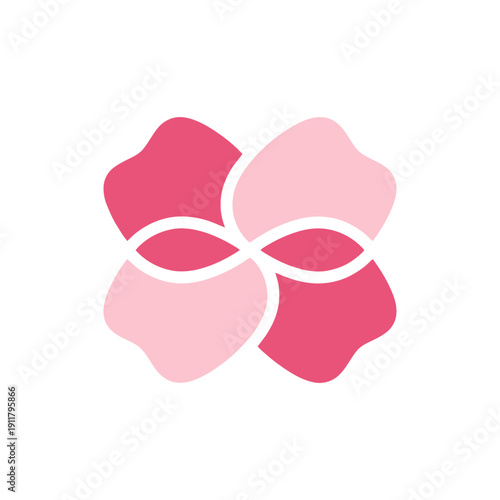 Twin Rose Petals Vector Flat 2D Mirrored Floral Illustration Decorative Digital Art