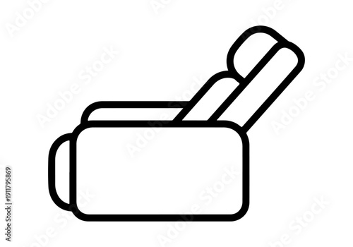 Outline vector icon of a recliner armchair, illustrating relaxing comfort, leisure, and relaxation, perfect for interior design, home living, and personal well-being concepts