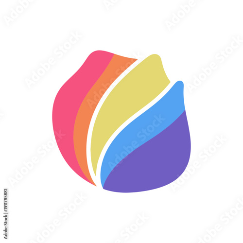 Gradient Striped Rose Petal Vector Flat 2D Floral Illustration Decorative Digital Art