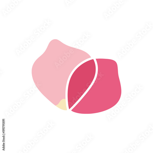 Two Overlapping Rose Petals Vector Flat 2D Floral Illustration Decorative Digital Art