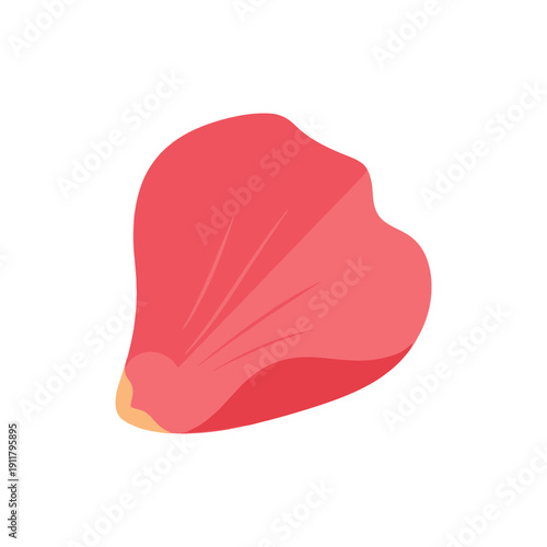 Large Rose Petal with Tiny Shadow, Flat Clean 2D Vector, Minimal Floral Illustration