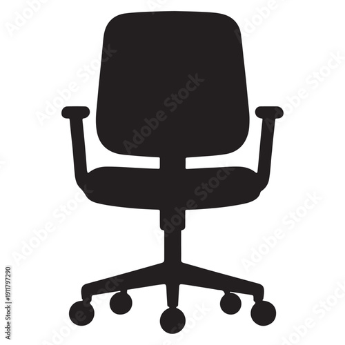 Office Chair Silhouette Icon Isolated on White Background