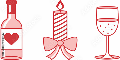 Romantic dinner setup featuring a wine bottle candle and wine glass