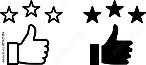 Thumbs up icons with star ratings for feedback and reviews