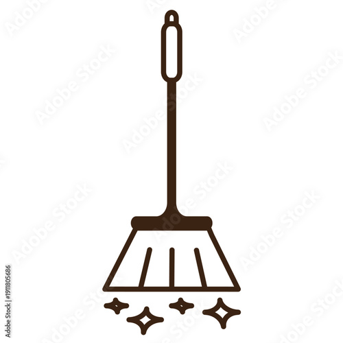 Broom icon isolated on transparent background. Clean silhouette symbol perfect for cleaning service, housekeeping, janitorial, sanitation and home maintenance design projects.