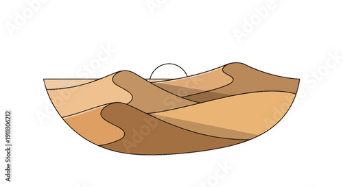 Serene Mountain Range Landscape Vector Illustration with Misty Peaks and Valleys on Isolated White Background