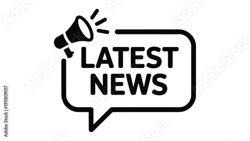 Latest News Speech Bubble With Megaphone Announcement Icon Flat Vector Illustration
