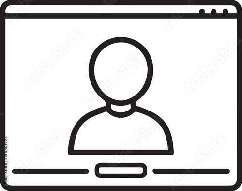 A graphic of a person inside the screen. The image features a stylized graphic of a person on a computer screen, signifying digital interaction.