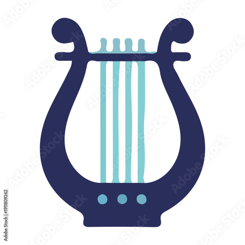 Blue Lyre Musical Instrument Icon
