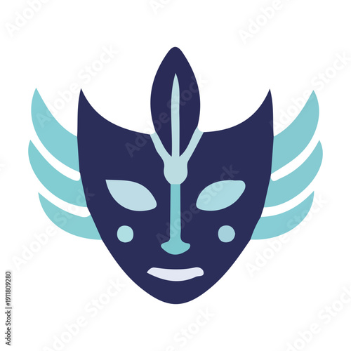 Blue Carnival Mask Vector Illustration