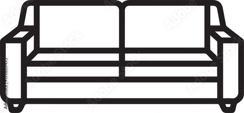 Minimalist line art of a stylish couch, representing comfort and relaxation in a clean, modern design.