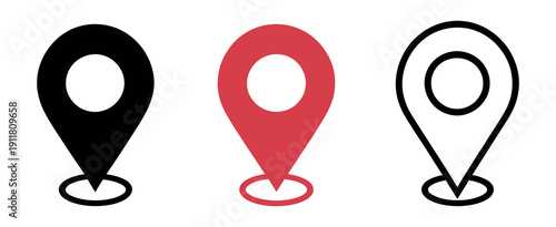 Location Pin Icons Vector Set Modern Map Symbols on White Background