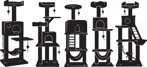 Cat Tree Furniture Silhouettes for Feline Play and Rest