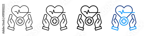 Health Support Icon Different Style Outline Collection Set.