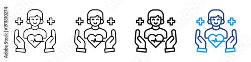 Patient Support Icon Different Style Outline Collection Set.