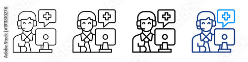 Health Assistance Icon Different Style Outline Collection Set.