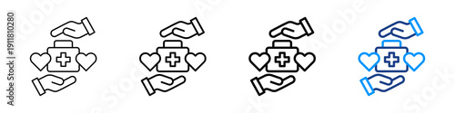Medical Help Icon Different Style Outline Collection Set.