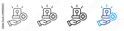 Emergency Support Icon Different Style Outline Collection Set.