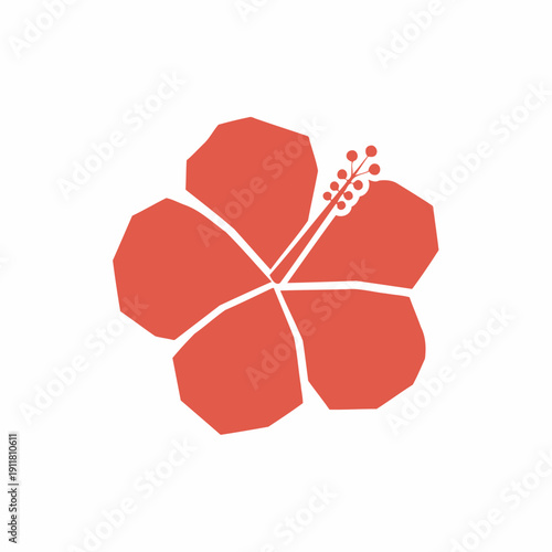 Abstract Hibiscus Flower Cubist Tropical Floral Flat 2D Vector Illustration