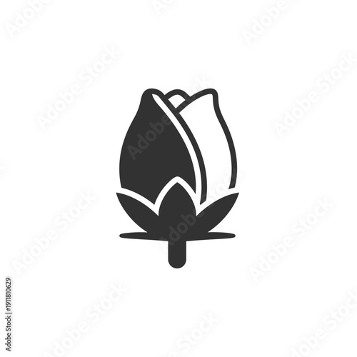 Rounded Hibiscus Bud Plump Tropical Floral Botanical 2D Vector Illustration