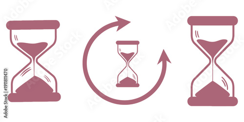 Hourglass Icon Set Sand Clock Illustrations Varying Frames Vector