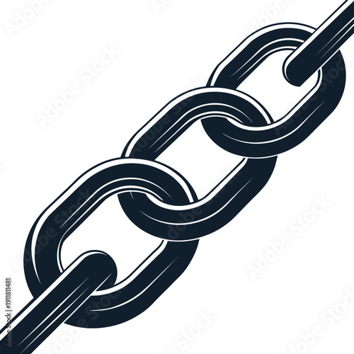 Black metal chain links on white background  