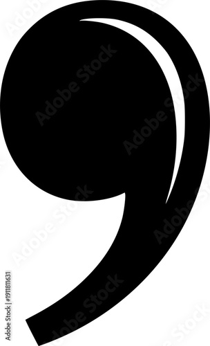 Comma icon vector black silhouette print design
