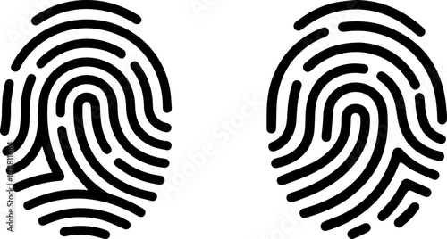 Two black fingerprint icons on white background for identity verification