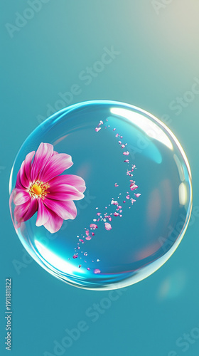 A delicate balloon filled with vibrant flowers, creating a whimsical and enchanting scene.