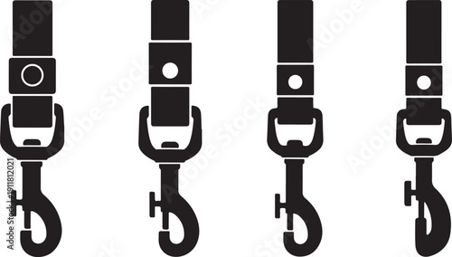 Four black hooks with straps and buckles illustration