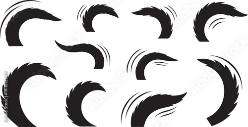 Black and white abstract curved line art design elements